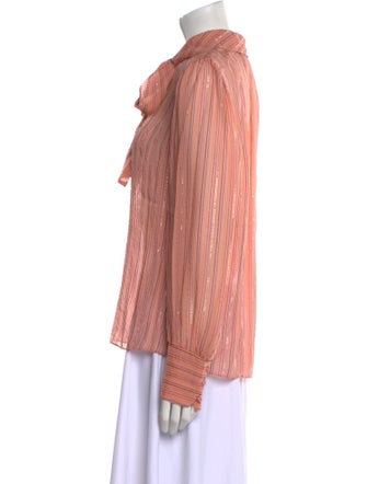 Rebecca Taylor Striped Mock Neck Blouse