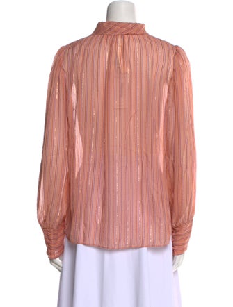 Rebecca Taylor Striped Mock Neck Blouse