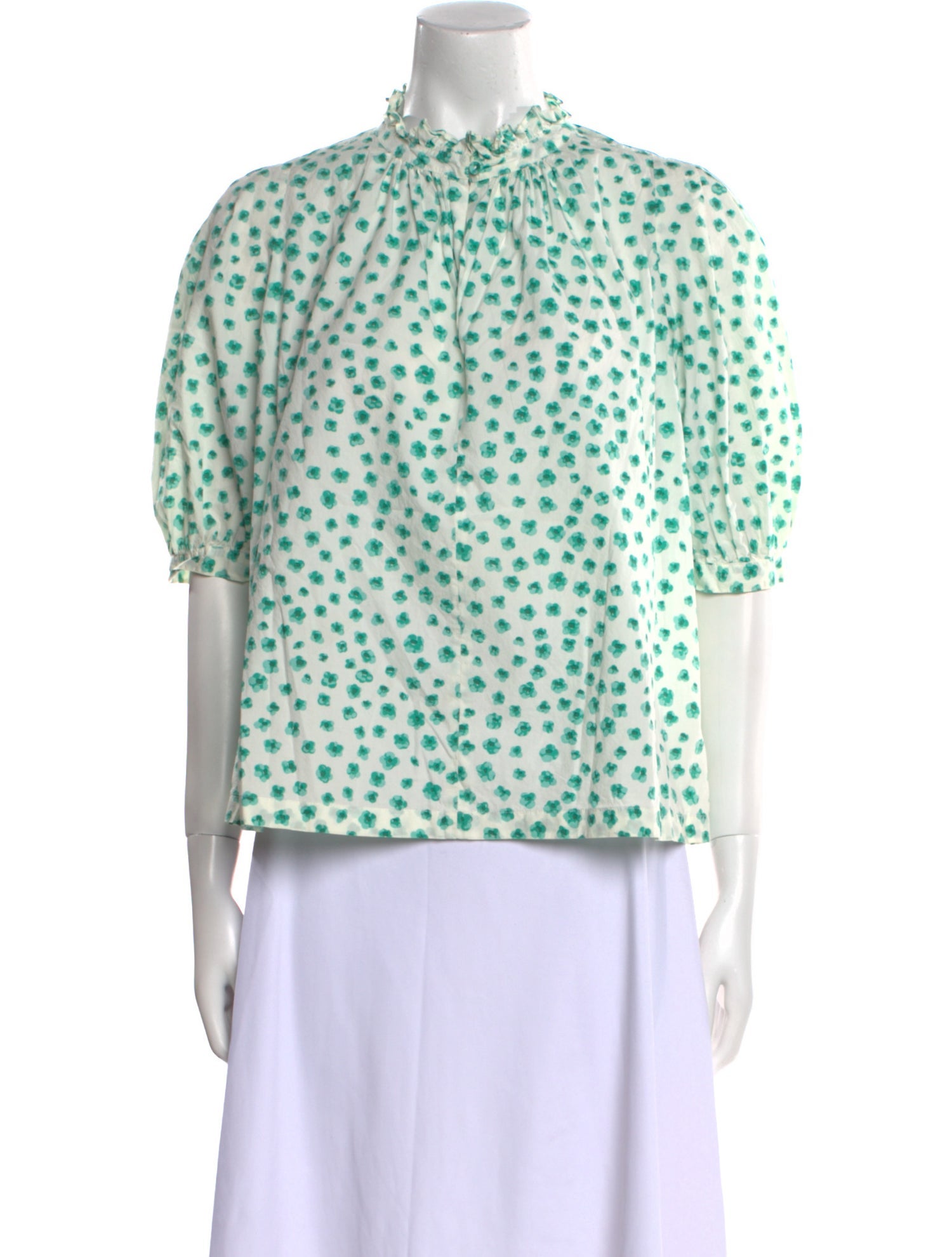 Rebecca Taylor Floral Print Mock Neck Blouse