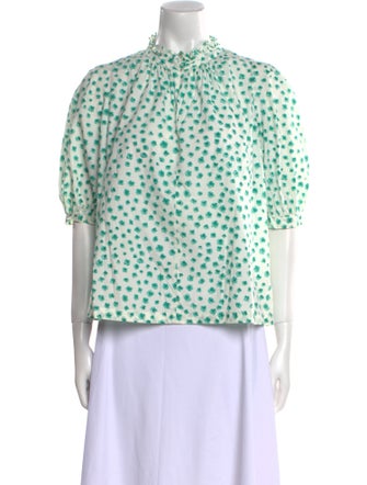 Rebecca Taylor Floral Print Mock Neck Blouse