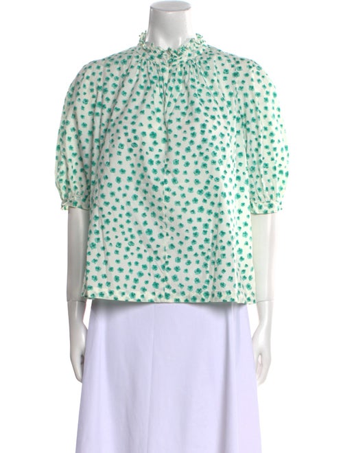 Rebecca Taylor Floral Print Mock Neck Blouse