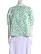 Rebecca Taylor Floral Print Mock Neck Blouse