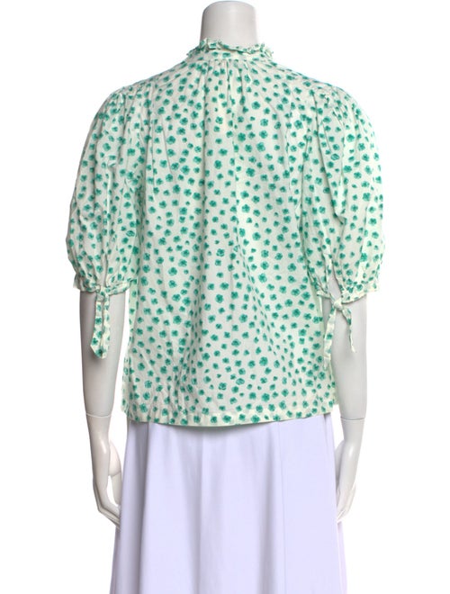 Rebecca Taylor Floral Print Mock Neck Blouse