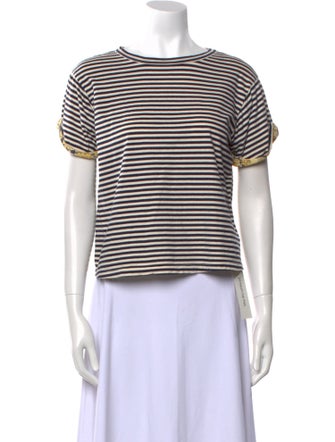 Rebecca Taylor Striped Bateau Neckline T-Shirt