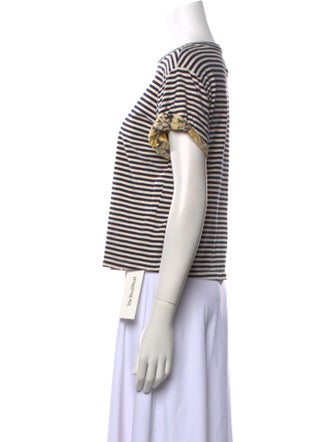 Rebecca Taylor Striped Bateau Neckline T-Shirt