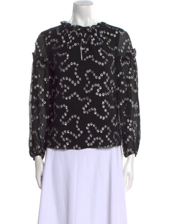 Rebecca Taylor Silk Polka Dot Print Blouse