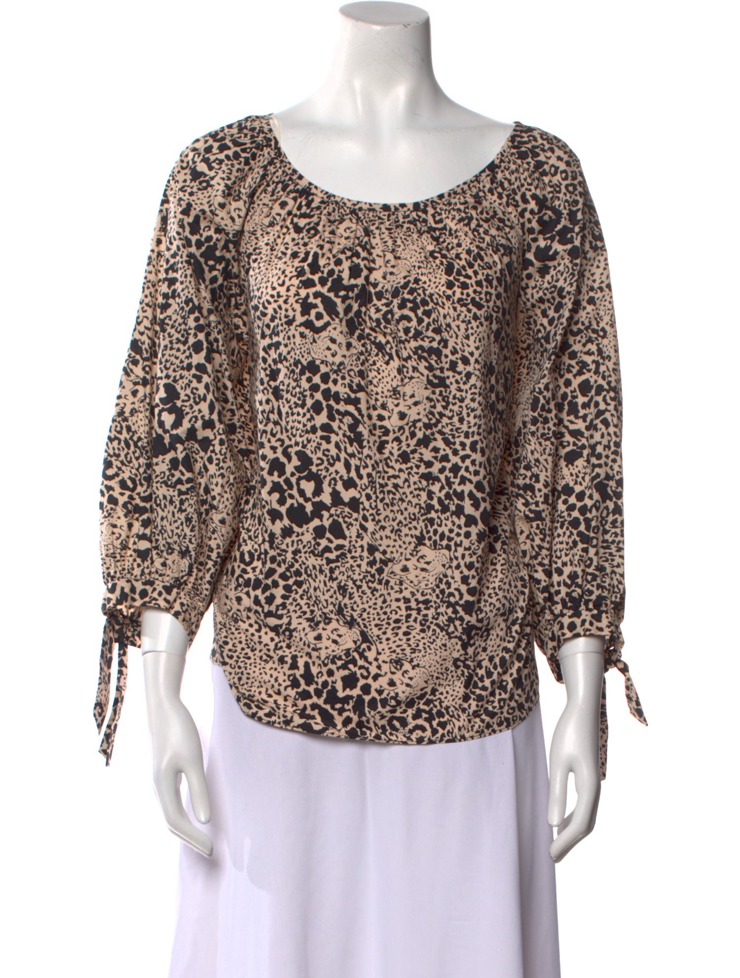 Rebecca Taylor Animal Print Scoop Neck Blouse