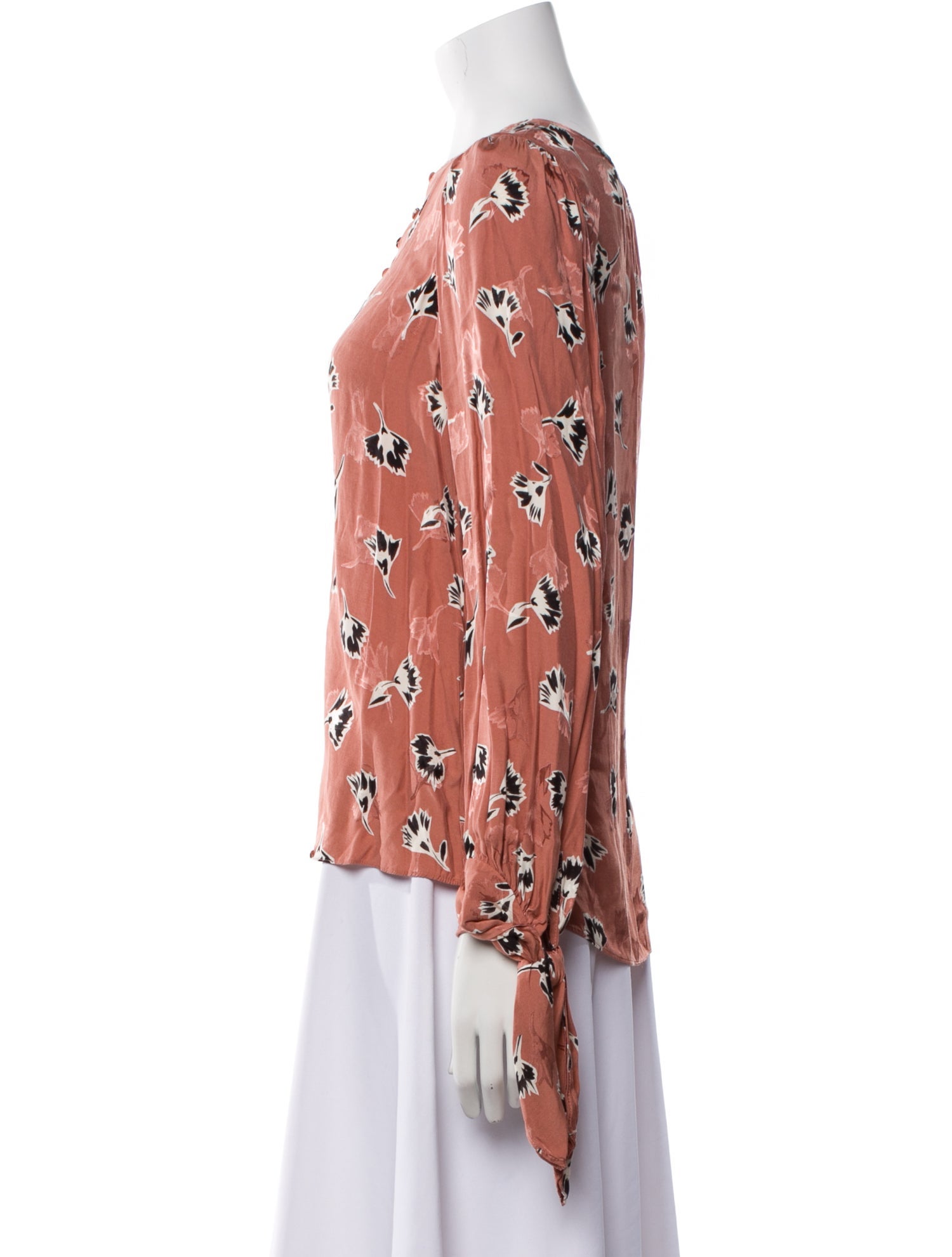 Rebecca Taylor Printed Bateau Neckline Blouse w/ Tags