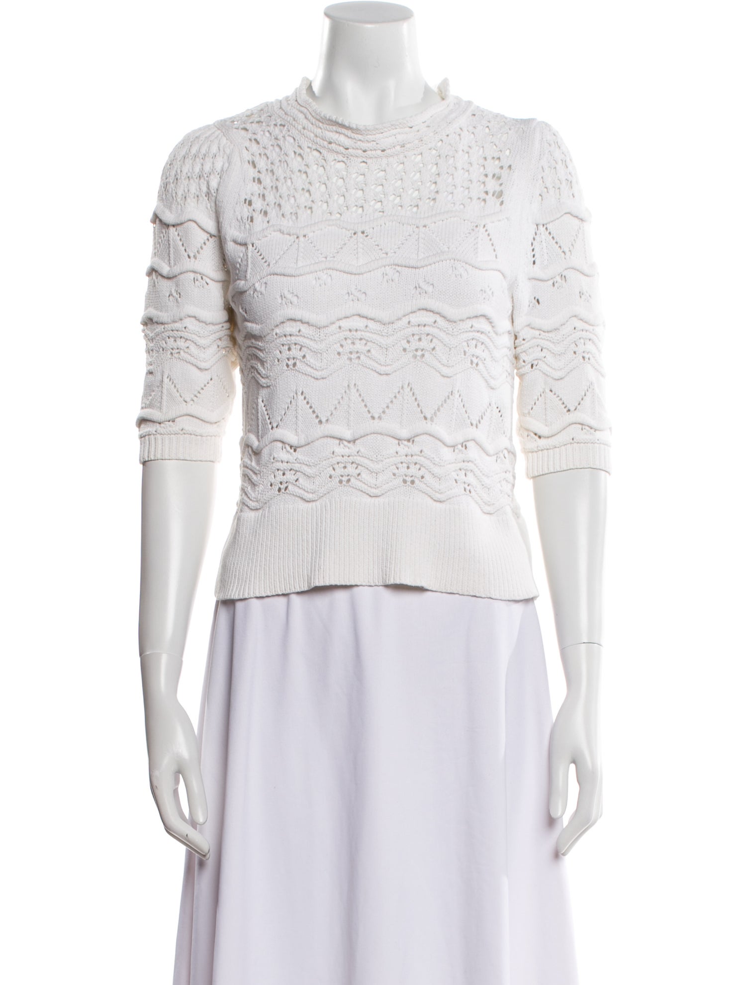 Rebecca Taylor Mock Neck Three-Quarter Sleeve Top