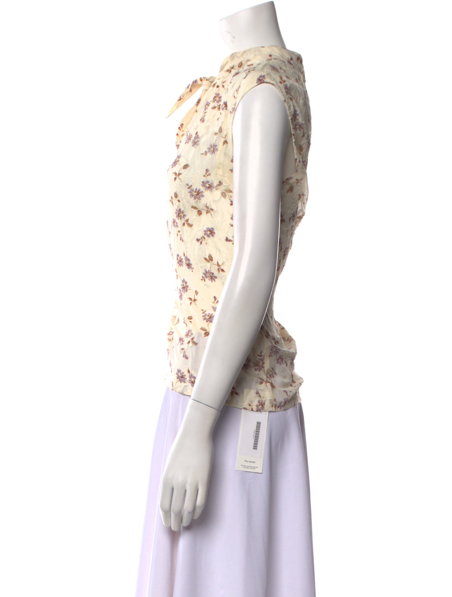 Rebecca Taylor Floral Print Tie Neck Blouse