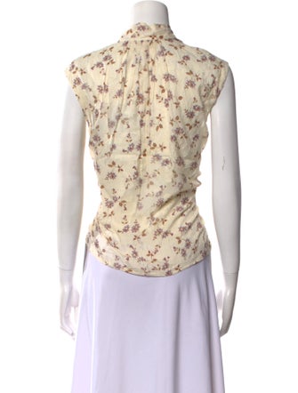 Rebecca Taylor Floral Print Tie Neck Blouse