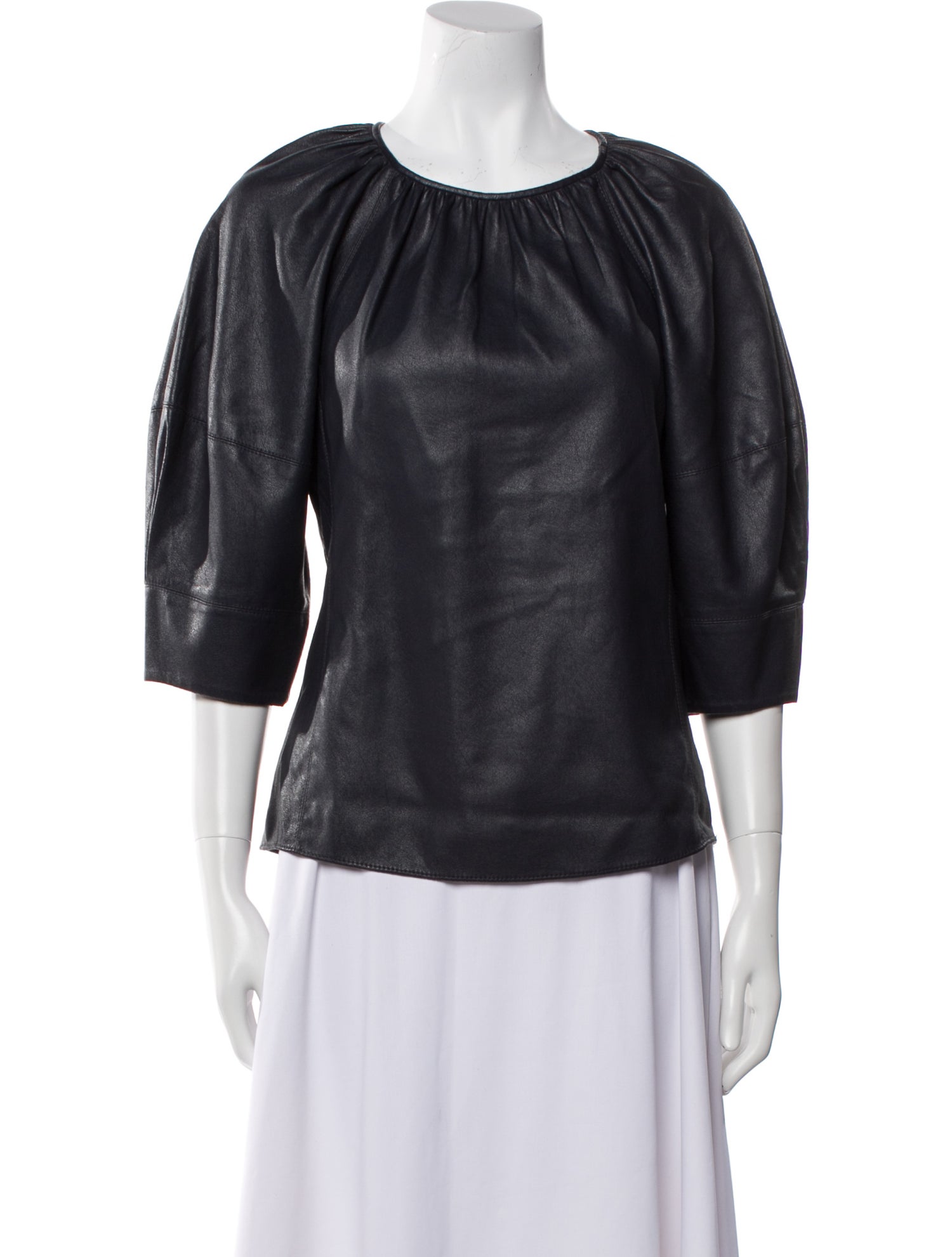 Rebecca Taylor Scoop Neck Three-Quarter Sleeve Blouse