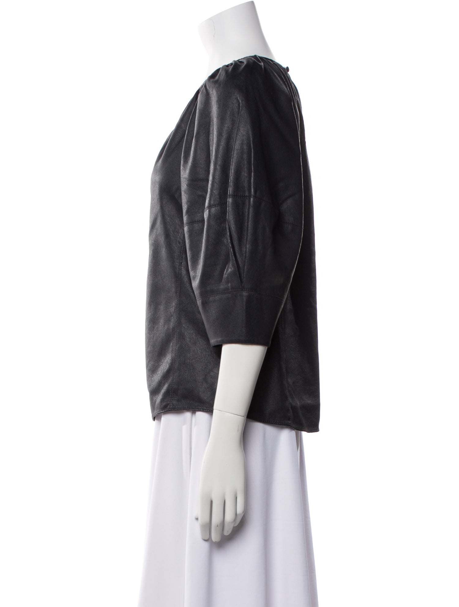 Rebecca Taylor Scoop Neck Three-Quarter Sleeve Blouse