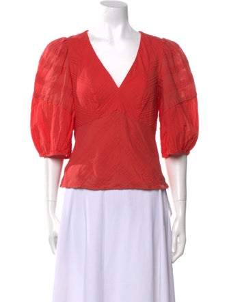 Rebecca Taylor V-Neck Three-Quarter Sleeve Blouse