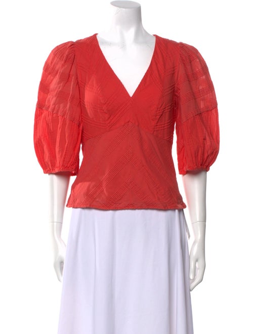 Rebecca Taylor V-Neck Three-Quarter Sleeve Blouse