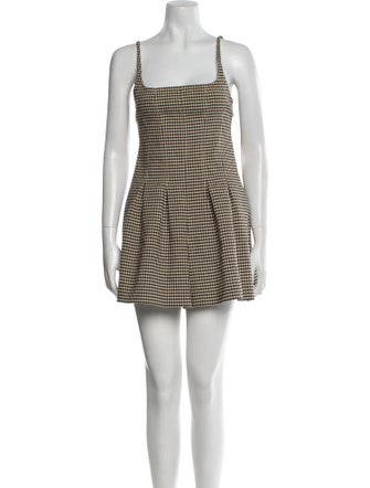 Rebecca Taylor Plaid Print Square Neckline Romper