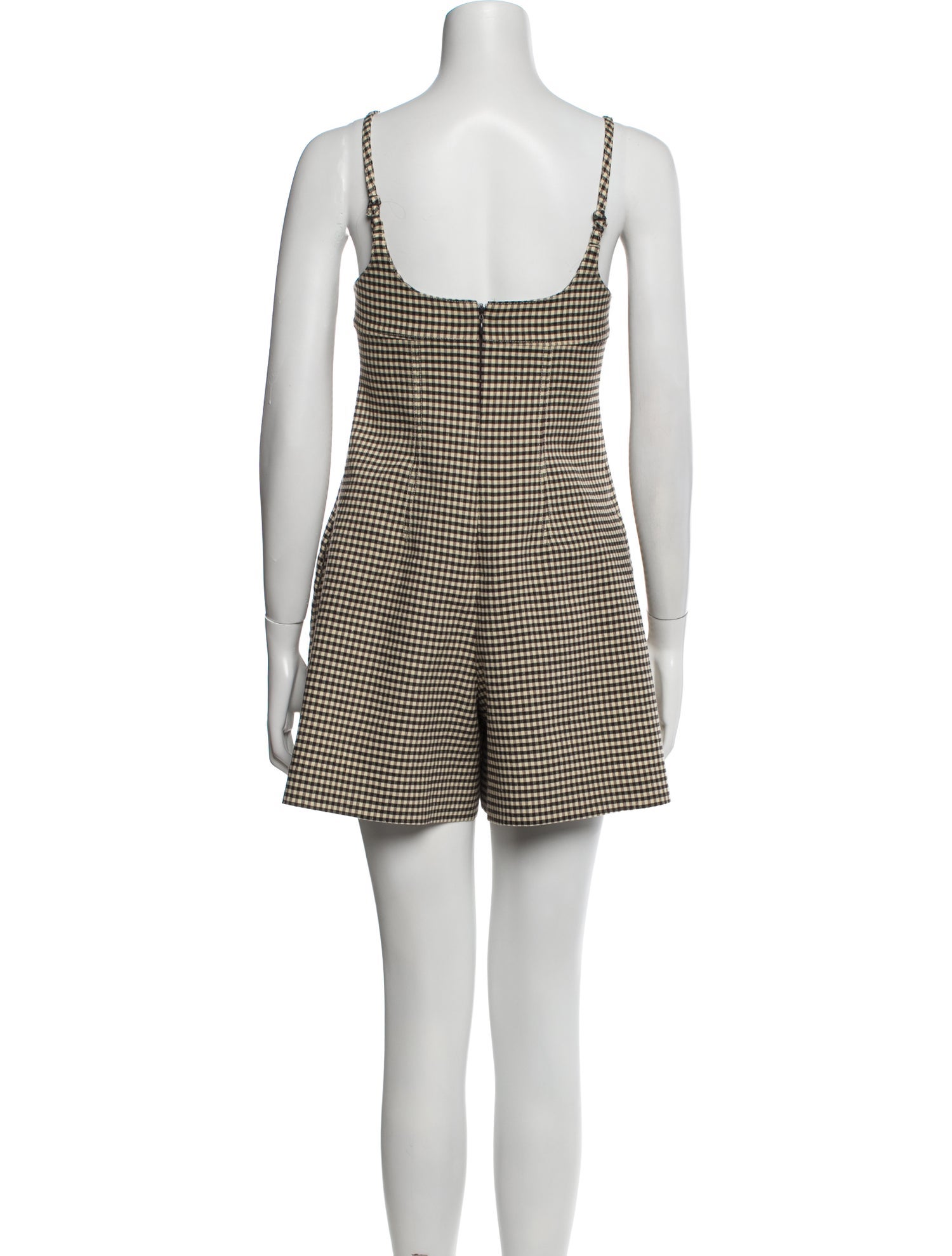 Rebecca Taylor Plaid Print Square Neckline Romper