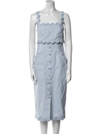 Rebecca Taylor Square Neckline Midi Length Dress