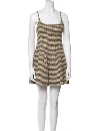 Rebecca Taylor Plaid Print Square Neckline Romper