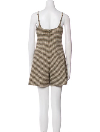 Rebecca Taylor Plaid Print Square Neckline Romper