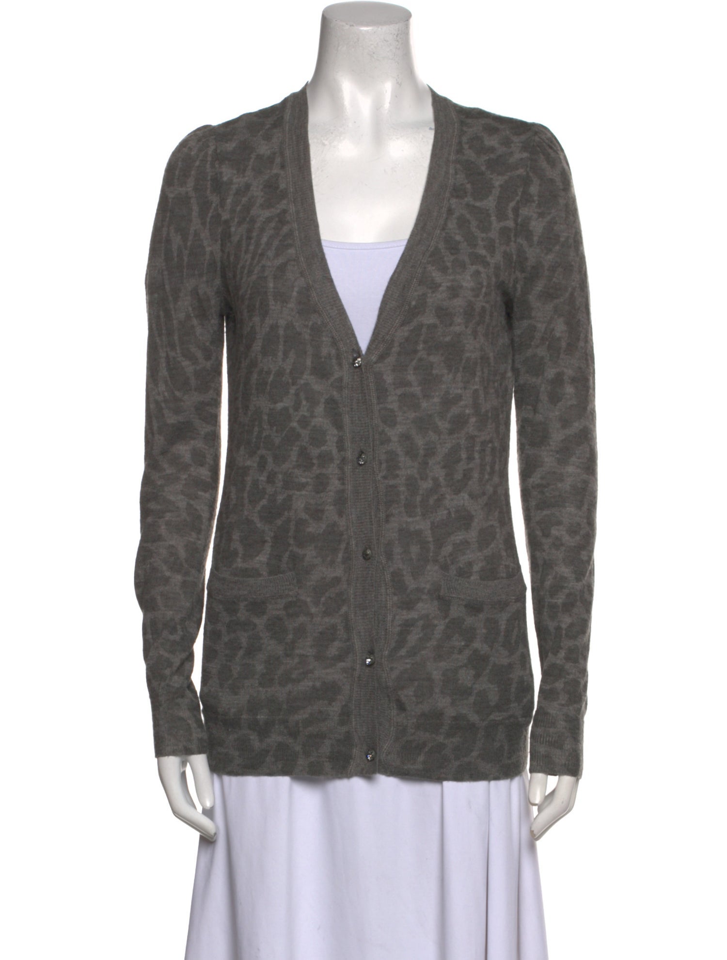 Rebecca Taylor Animal Print V-Neck Sweater