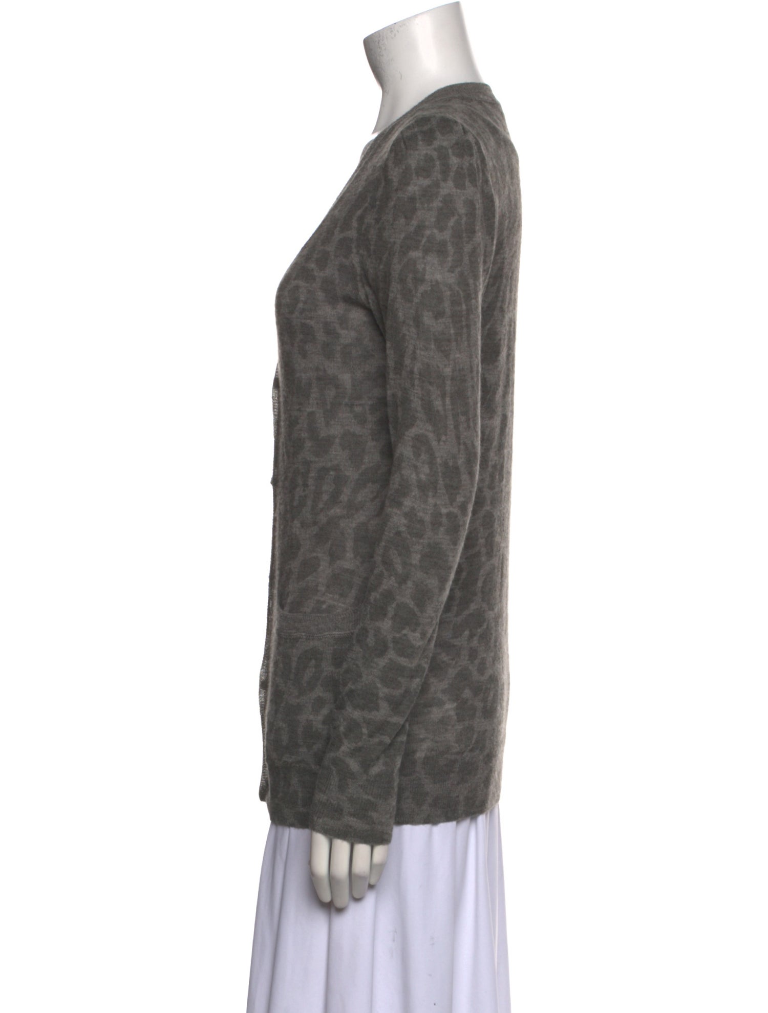 Rebecca Taylor Animal Print V-Neck Sweater