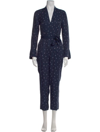 Rebecca Taylor Printed V-Neck Jumpsuit