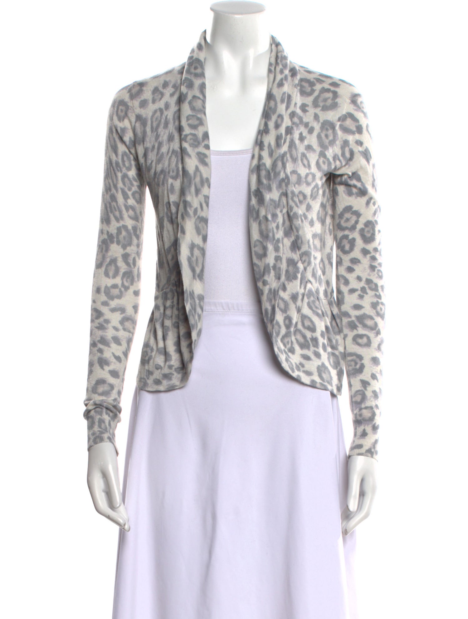 Rebecca Taylor Animal Print Open Front Sweater