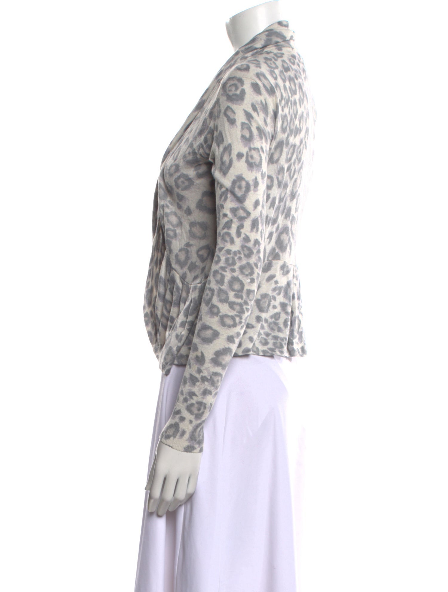 Rebecca Taylor Animal Print Open Front Sweater