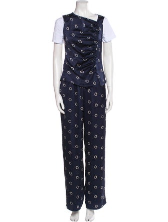 Rebecca Taylor Polka Dot Print Keyhole Accent Pant Set