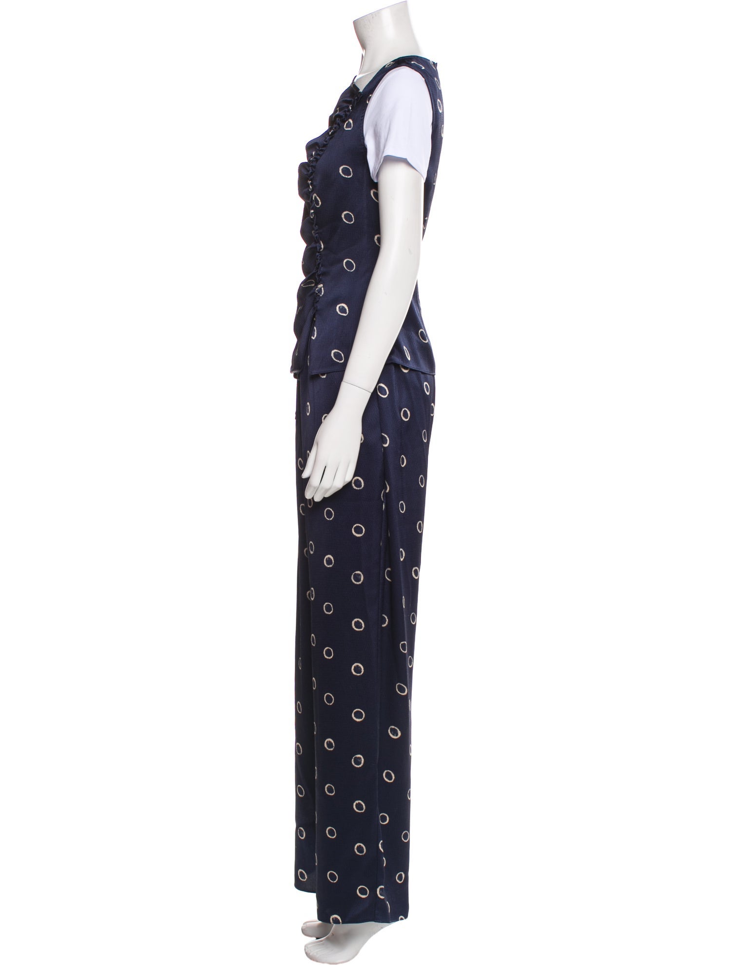 Rebecca Taylor Polka Dot Print Keyhole Accent Pant Set