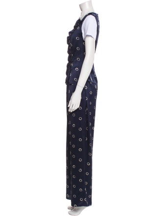 Rebecca Taylor Polka Dot Print Keyhole Accent Pant Set