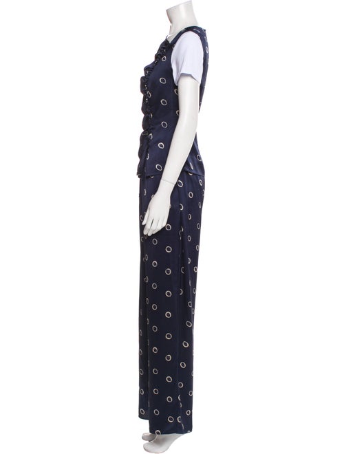 Rebecca Taylor Polka Dot Print Keyhole Accent Pant Set