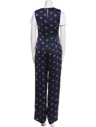 Rebecca Taylor Polka Dot Print Keyhole Accent Pant Set
