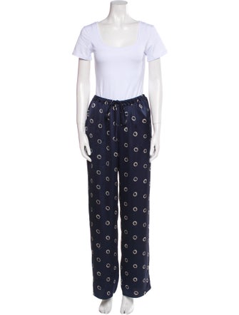 Rebecca Taylor Polka Dot Print Keyhole Accent Pant Set