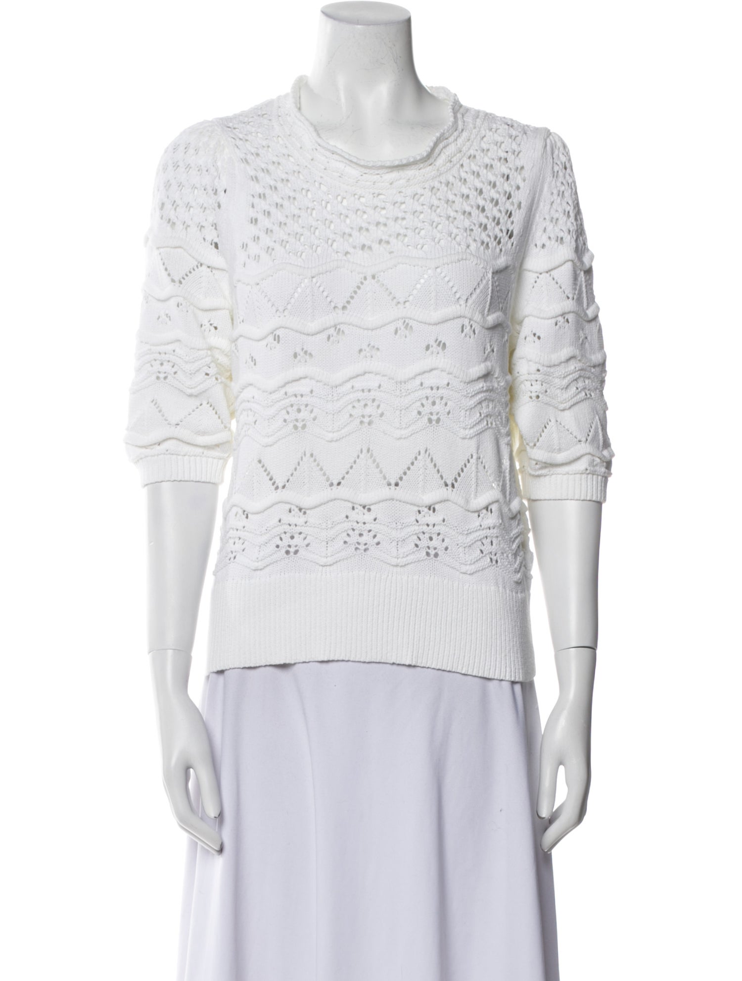 Rebecca Taylor Printed Scoop Neck Sweater