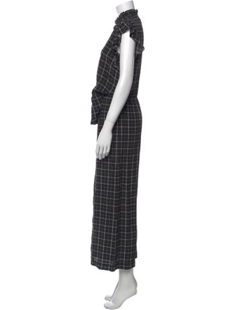 Rebecca Taylor Silk Plaid Print Jumpsuit