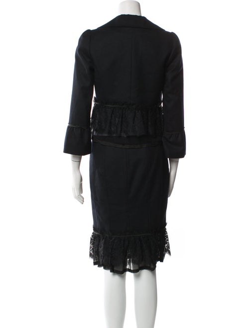 Rebecca Taylor Wool Lace Trim Embellishment Skirt Suit