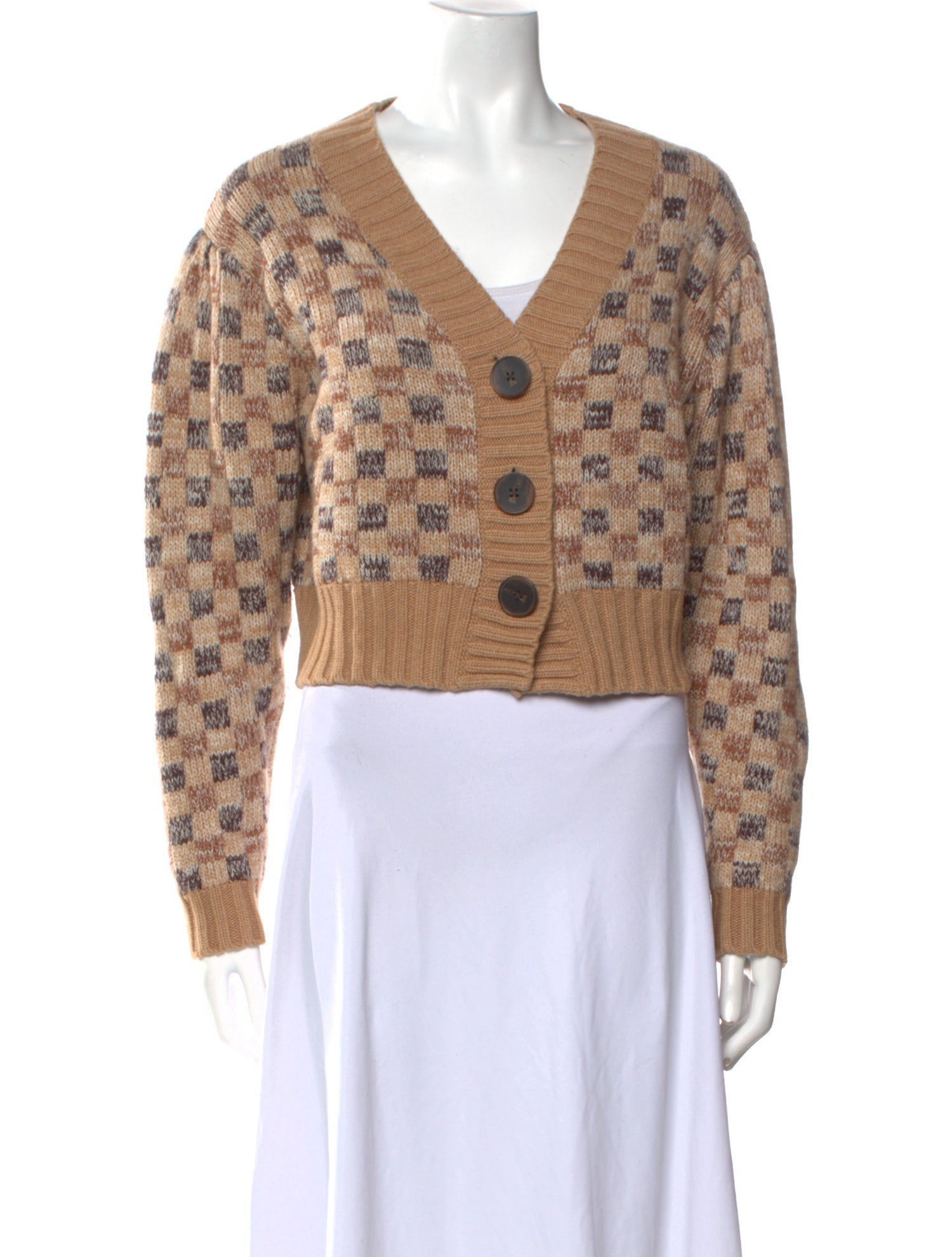 Rebecca Taylor Plaid Print V-Neck Sweater