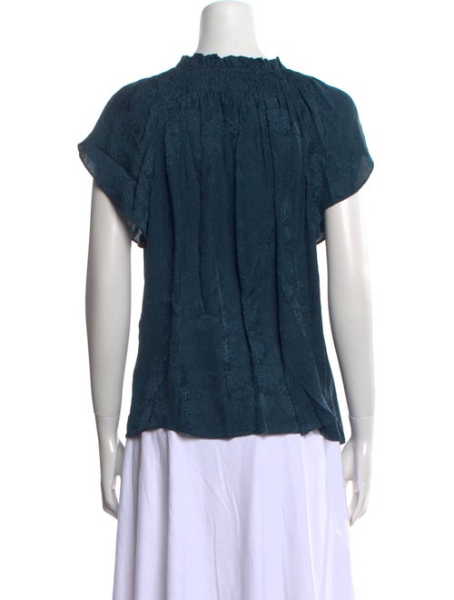 Rebecca Taylor Silk V-Neck Button-Up Top