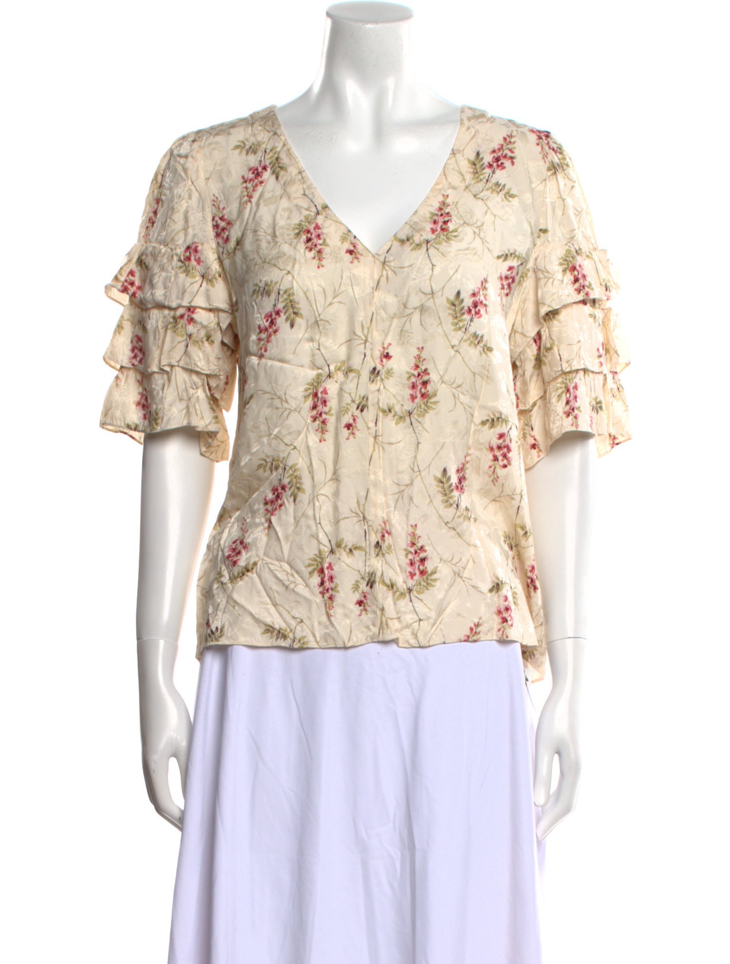 Rebecca Taylor Floral Print V-Neck Blouse w/ Tags