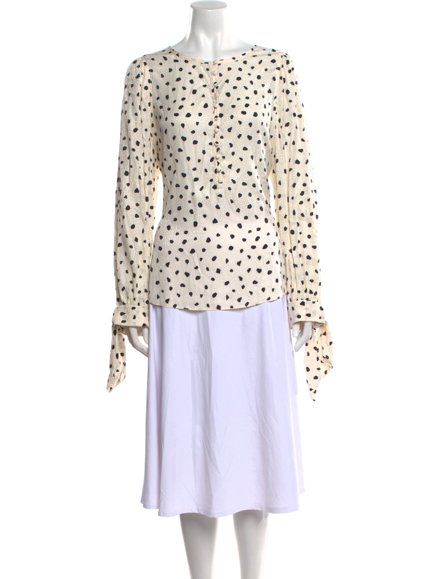 Rebecca Taylor Polka Dot Print Bateau Neckline Blouse w/ Tags