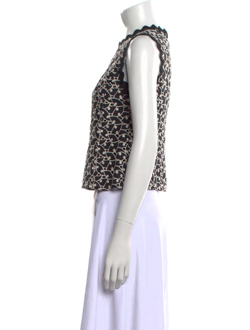 Rebecca Taylor Animal Print Crew Neck Crop Top