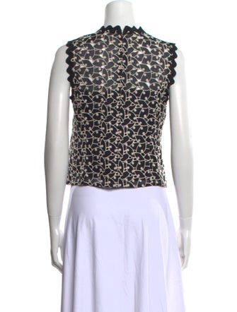 Rebecca Taylor Animal Print Crew Neck Crop Top