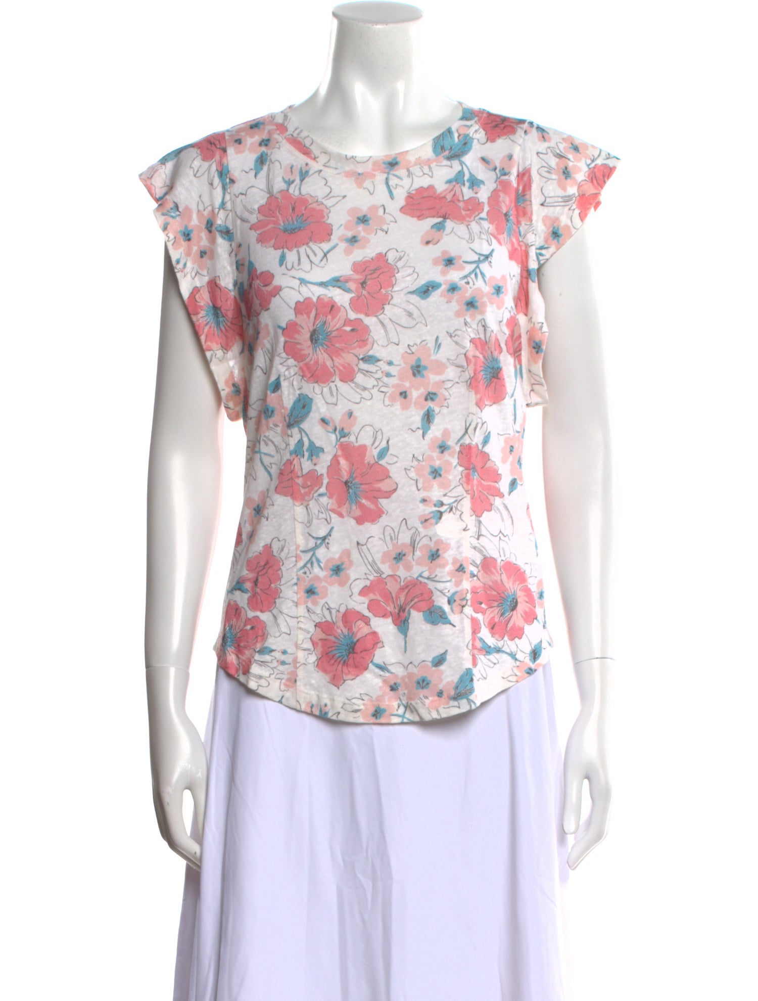 Rebecca Taylor Linen Floral Print T-Shirt w/ Tags