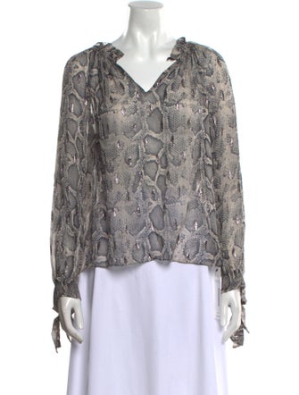 Rebecca Taylor Silk Animal Print Blouse