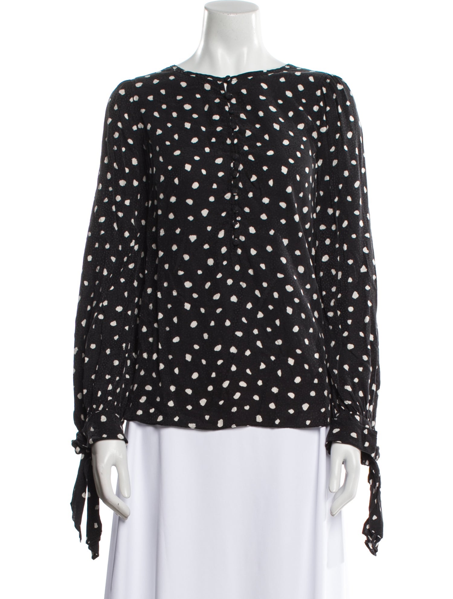 Rebecca Taylor Polka Dot Print Bateau Neckline Blouse