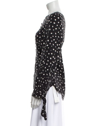 Rebecca Taylor Polka Dot Print Bateau Neckline Blouse