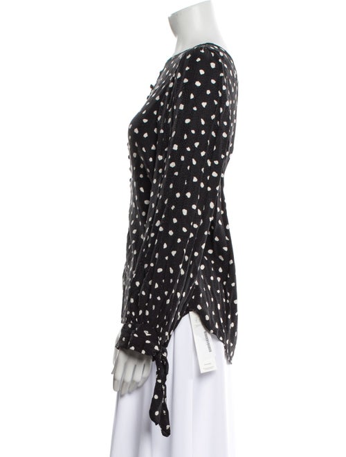 Rebecca Taylor Polka Dot Print Bateau Neckline Blouse