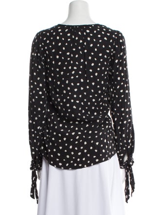 Rebecca Taylor Polka Dot Print Bateau Neckline Blouse